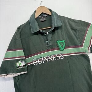 Vintage Guinness Rugby Shirt men's XL Green Colorblock Embroidered Heavy Thick